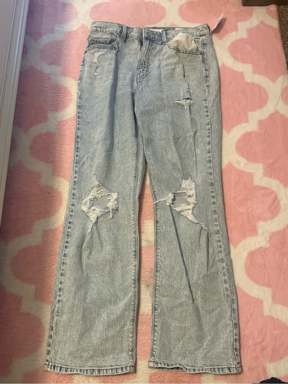 Dry Goods Light Blue Distressed Flare Jeans